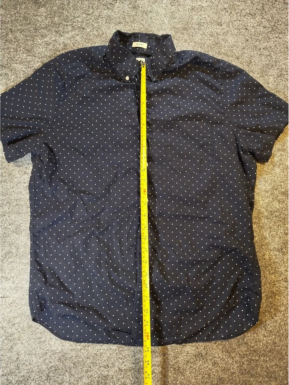 J.Crew Men’s Medium Navy Polka Dot Button Up Shirt 100% Cotton Classic Fit